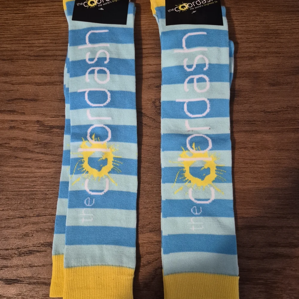 Lot of 2 pair Old School Yube Socks Colordash Blue & Yellow Striped Knee High